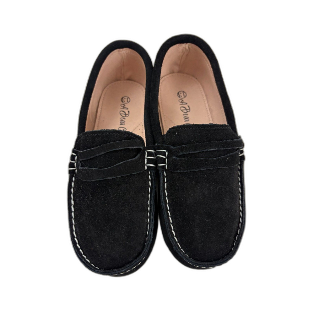 A Bear Co. Kids Black Suede Leather Penny Loafers Size 13